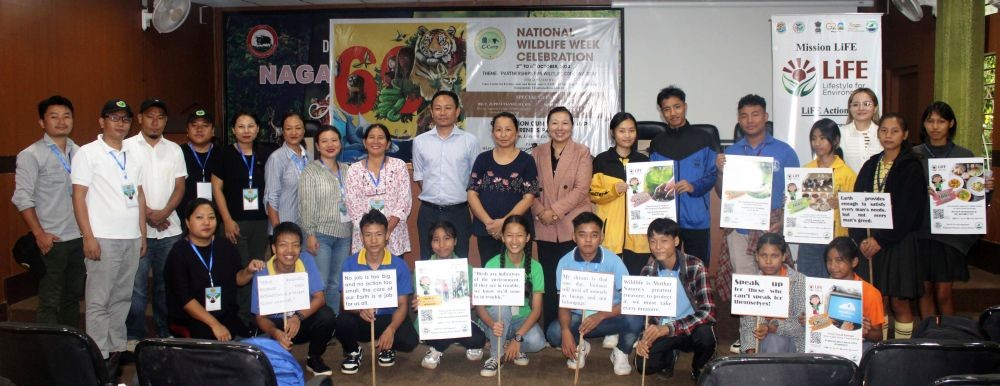 Student and other participants with the officials during the observance of National Wildlife Week on October 6.